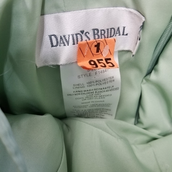 David's Bridal Crinkle Chiffon w/ Cascade Dress 2 - Picture 8 of 8